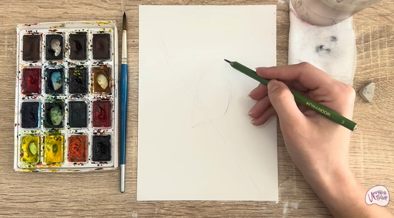 Рисуем Длиннохвостая синица