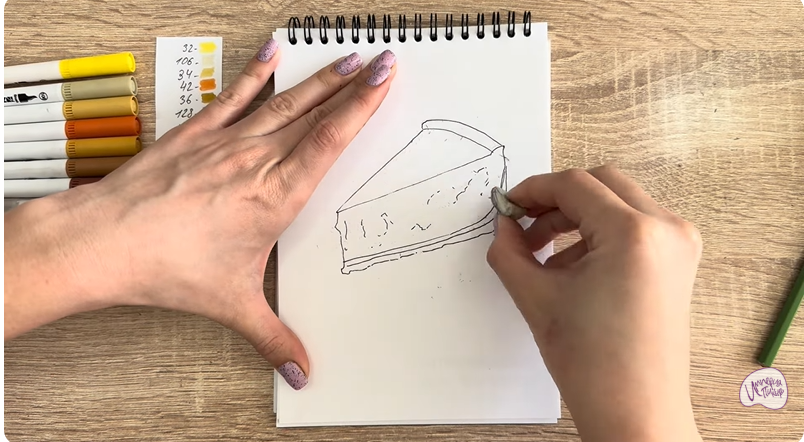 Рисуем Кусочек чизкейка