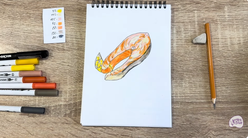 Рисуем Стейк из форели