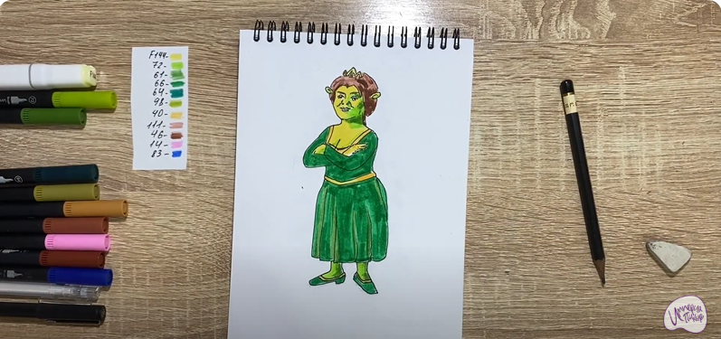 Рисуем Принцесса Фиона из "Шрека"