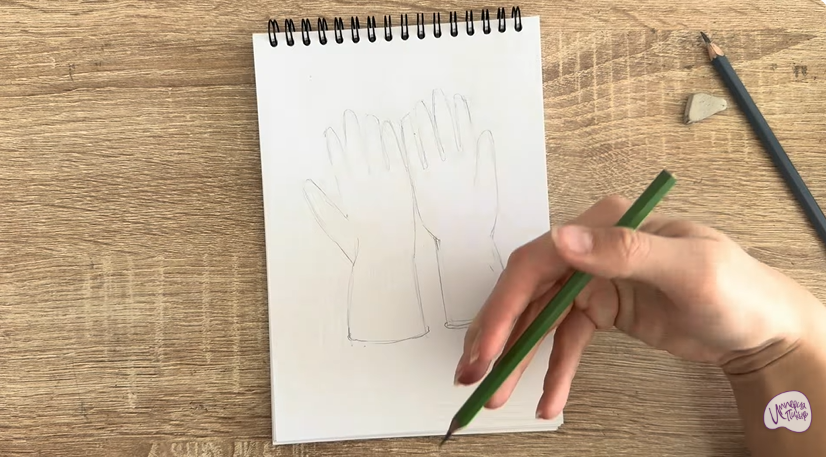 Рисуем Резиновые перчатки