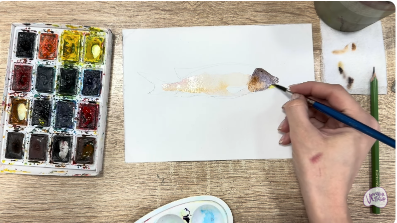 Рисуем Чернокрапчатый ворчун