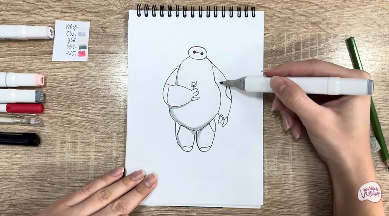 Рисуем Бэймакс из «Город героев»