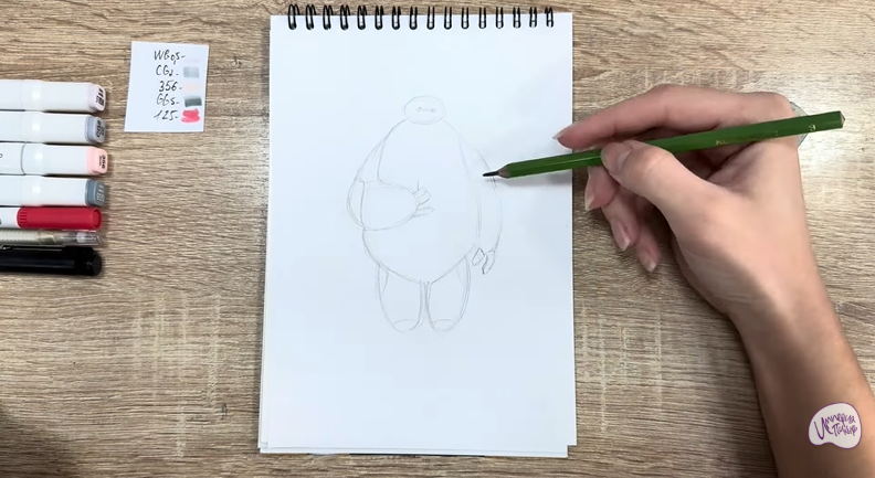 Рисуем Бэймакс из «Город героев»