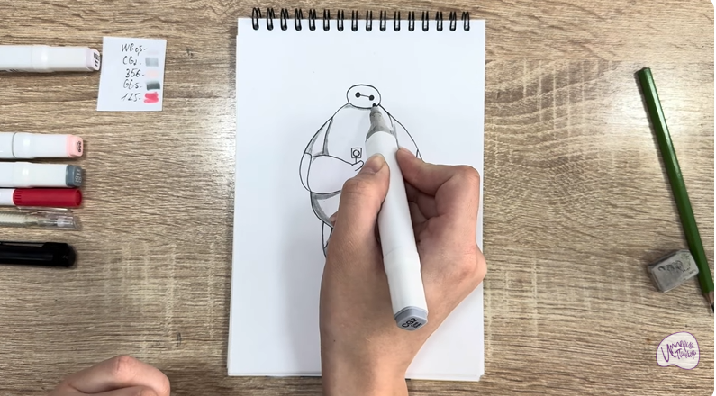 Рисуем Бэймакс из «Город героев»