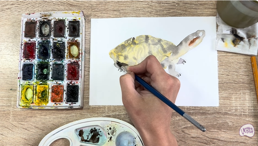 Рисуем Красноухая черепаха