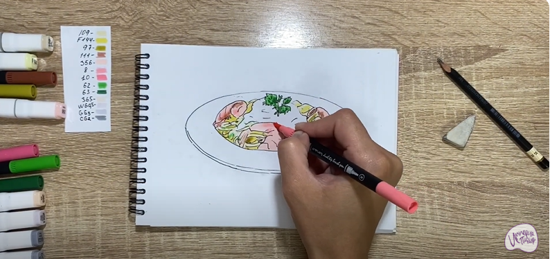 Рисуем Паста с креветками