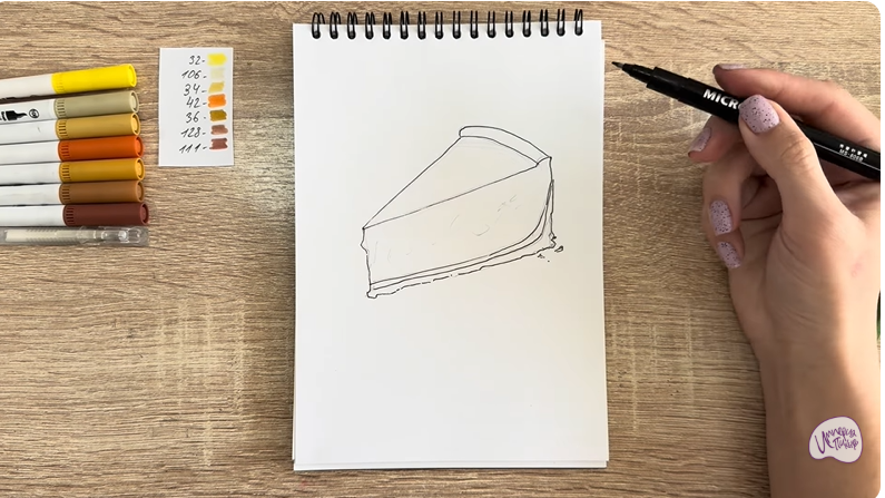 Рисуем Кусочек чизкейка