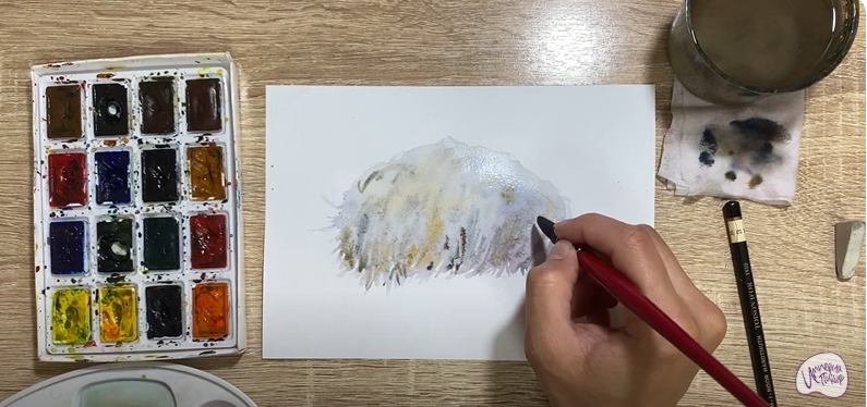 Рисуем Ежовик гребенчатый
