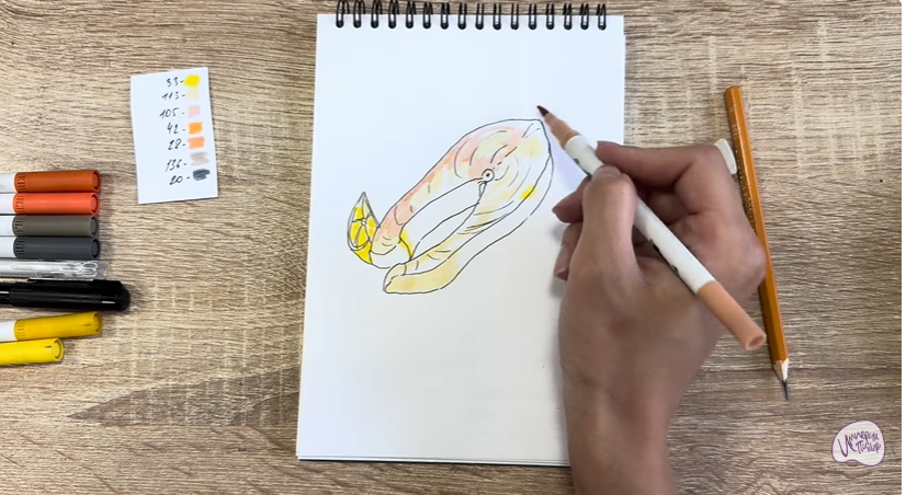 Рисуем Стейк из форели