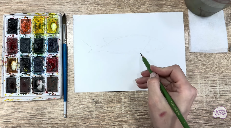 Рисуем Чернокрапчатый ворчун