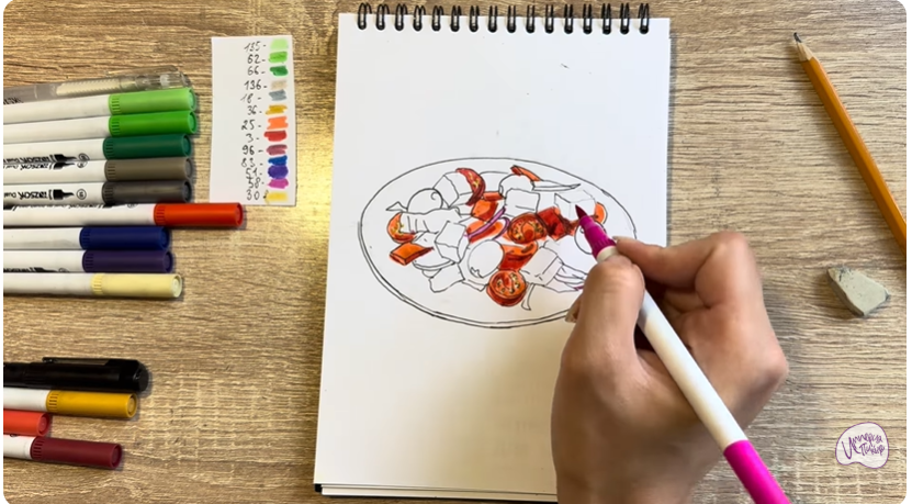 Рисуем Салат " Греческий"
