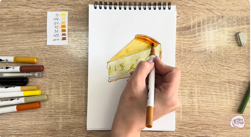 Рисуем Кусочек чизкейка