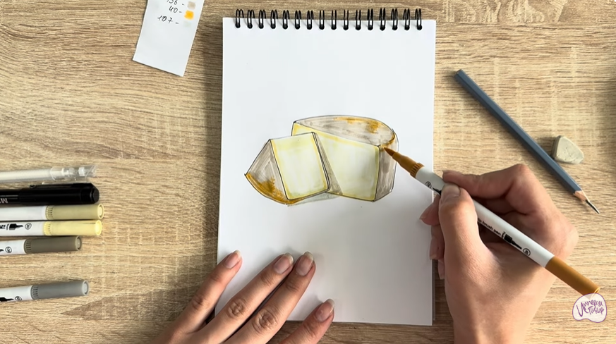 Рисуем Сыр пекорино