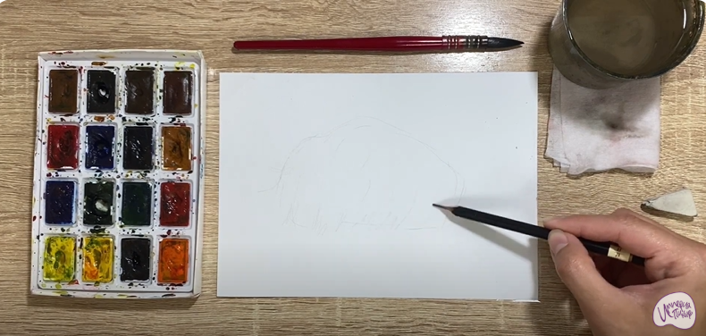 Рисуем Ежовик гребенчатый
