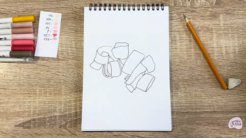 Рисуем Строганина из рыбы