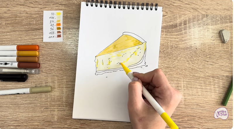 Рисуем Кусочек чизкейка