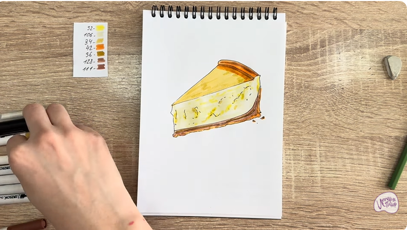 Рисуем Кусочек чизкейка