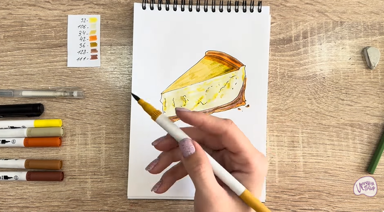 Рисуем Кусочек чизкейка