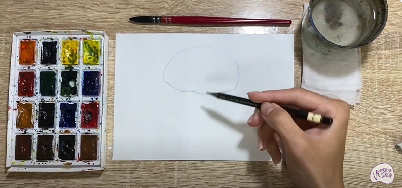 Рисуем Гриб шиитаке