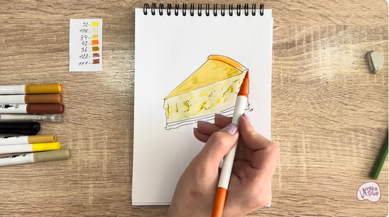 Рисуем Кусочек чизкейка