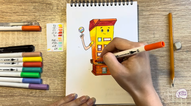 Рисуем Петя из мультфильма  "Домики"