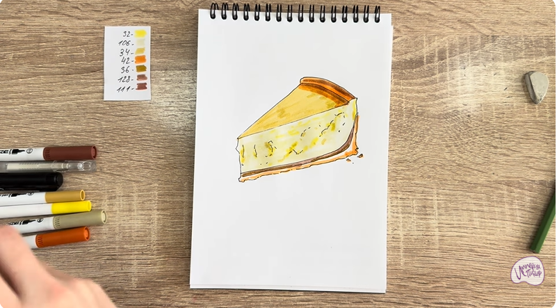 Рисуем Кусочек чизкейка