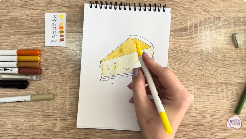 Рисуем Кусочек чизкейка