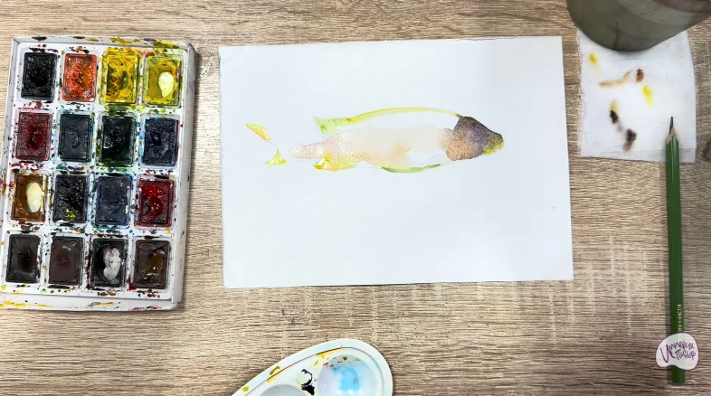 Рисуем Чернокрапчатый ворчун