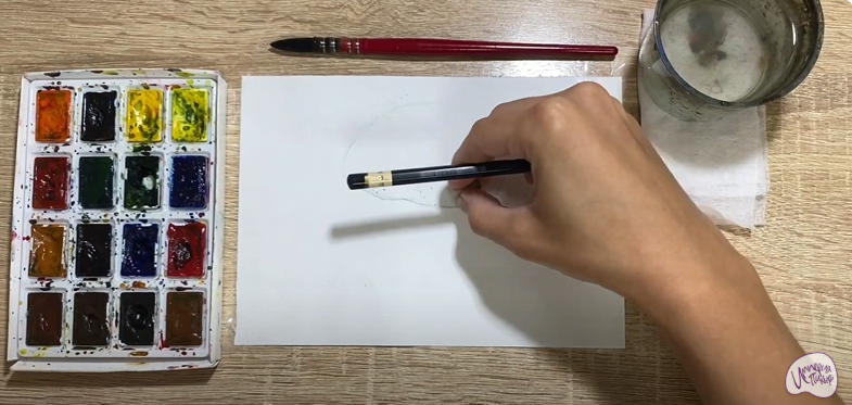 Рисуем Гриб шиитаке