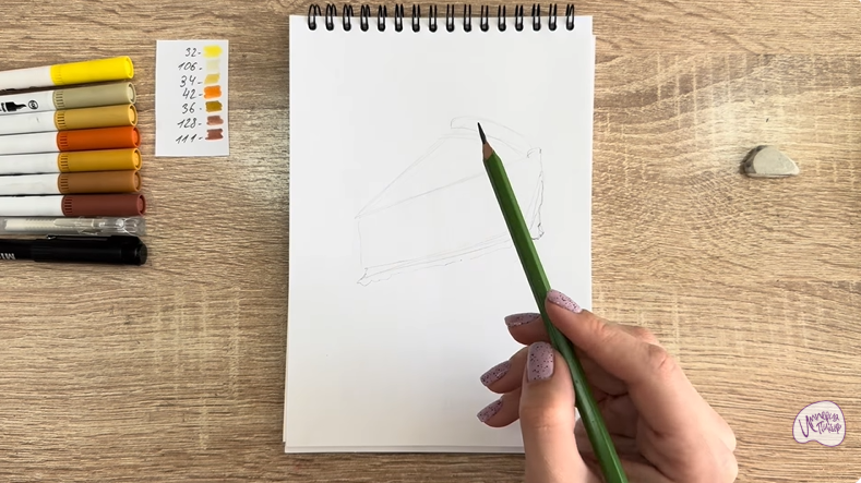 Рисуем Кусочек чизкейка