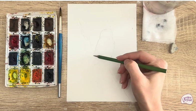 Рисуем Длиннохвостая синица