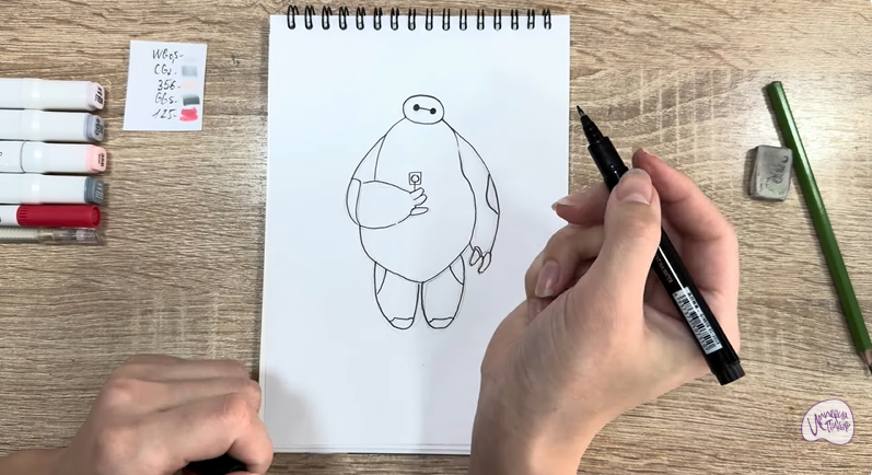 Рисуем Бэймакс из «Город героев»