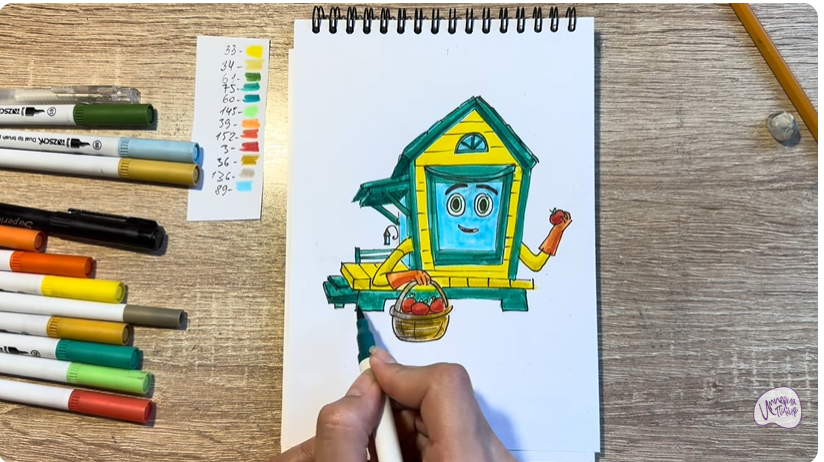Рисуем Вася из мультфильма  "Домики"