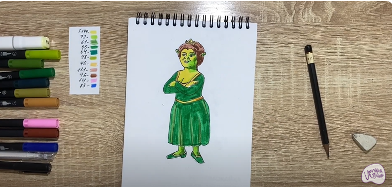 Рисуем Принцесса Фиона из "Шрека"