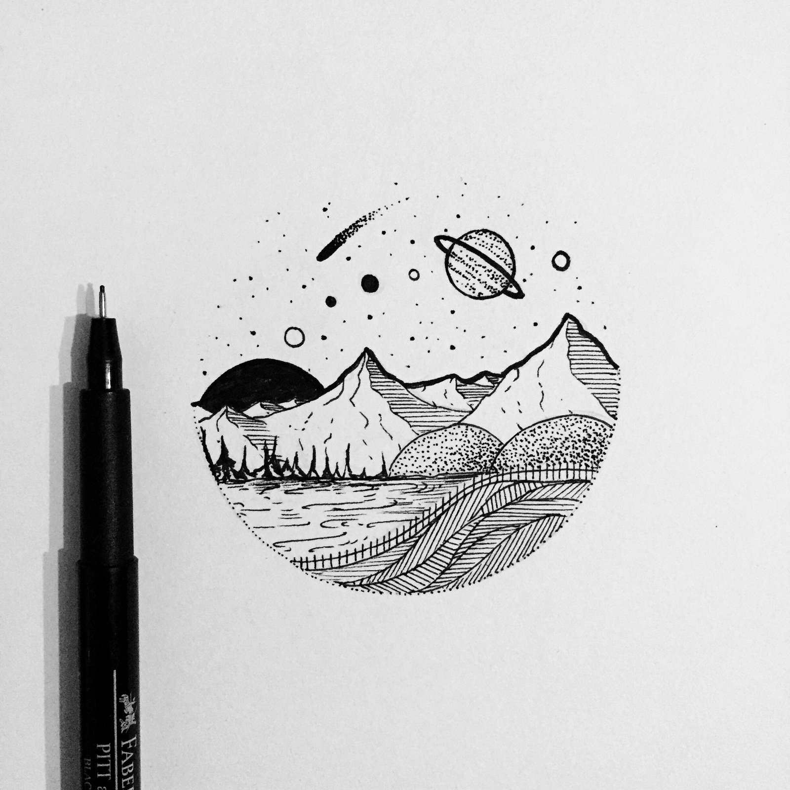 Рисуем Рисунки черной ручкой