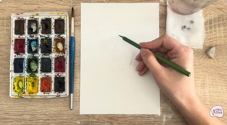 Рисуем Длиннохвостая синица