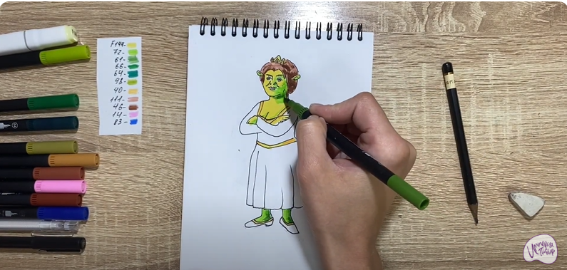 Рисуем Принцесса Фиона из "Шрека"