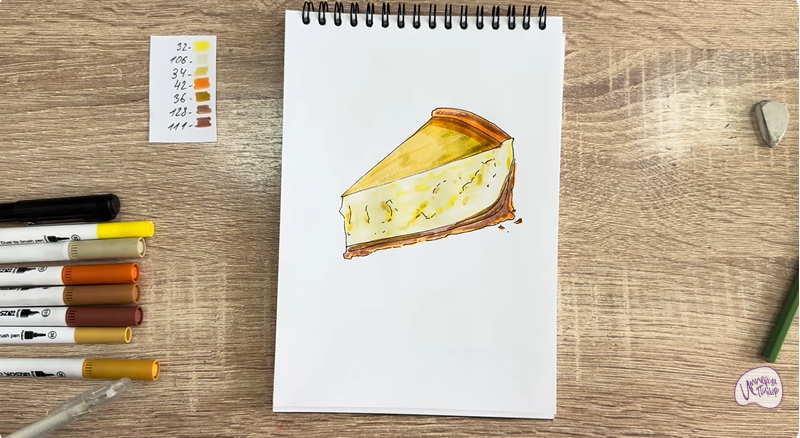 Рисуем Кусочек чизкейка