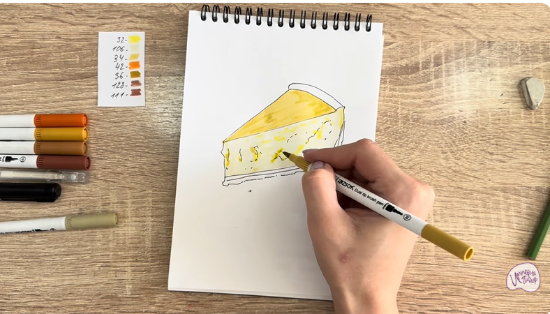 Рисуем Кусочек чизкейка