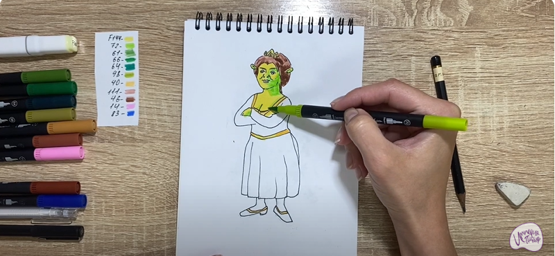 Рисуем Принцесса Фиона из "Шрека"