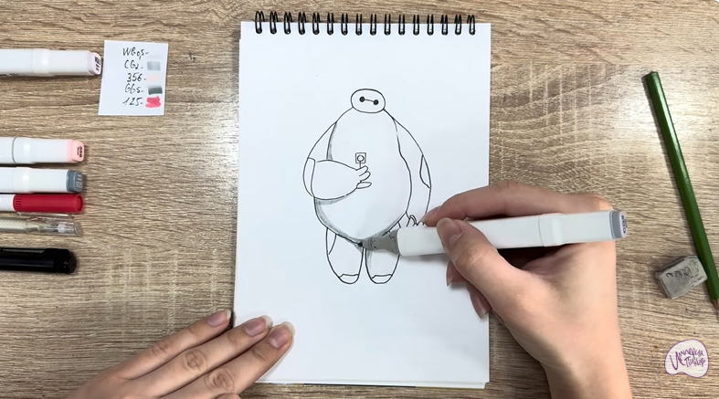 Рисуем Бэймакс из «Город героев»