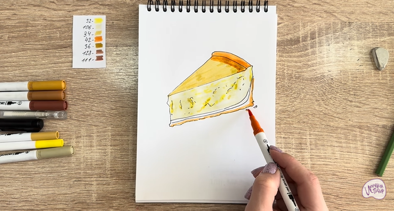 Рисуем Кусочек чизкейка