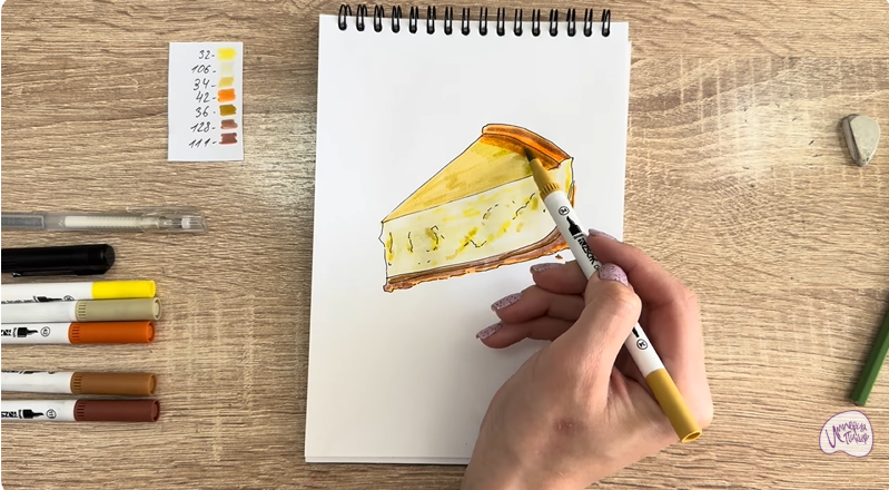 Рисуем Кусочек чизкейка