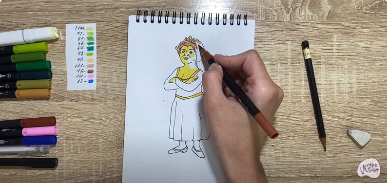 Рисуем Принцесса Фиона из "Шрека"