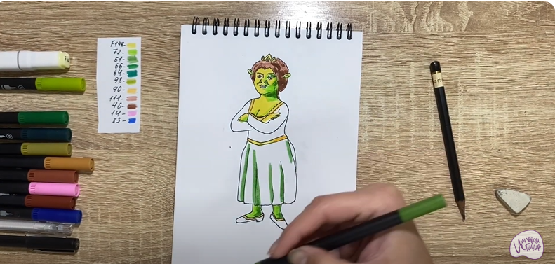 Рисуем Принцесса Фиона из "Шрека"