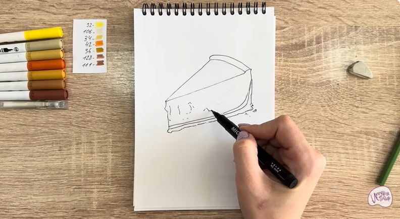 Рисуем Кусочек чизкейка