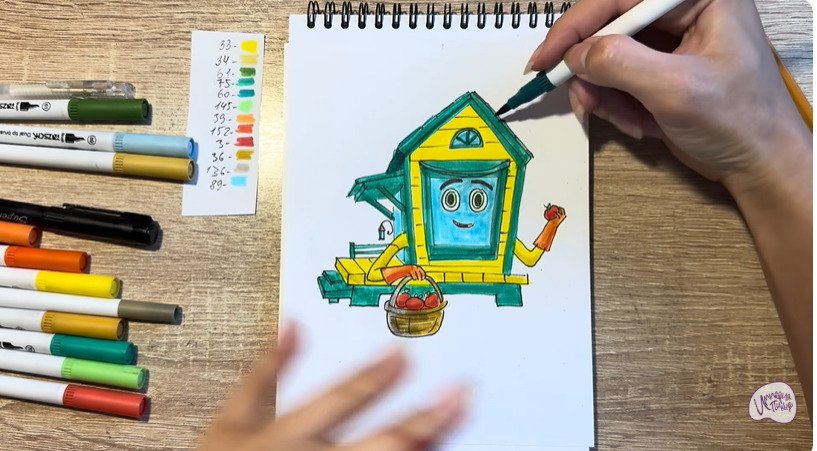 Рисуем Вася из мультфильма  "Домики"