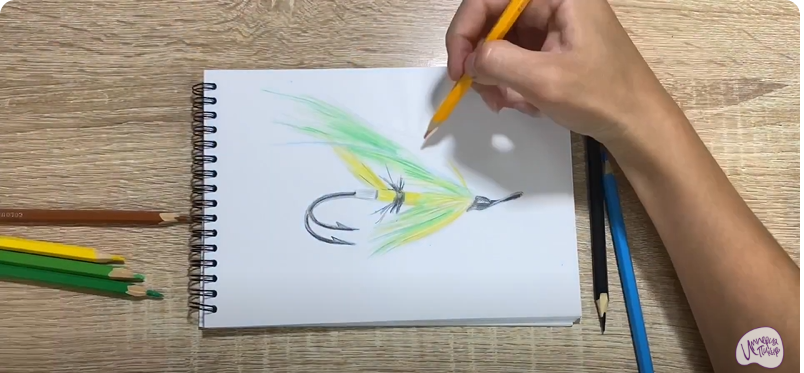 Рисуем Мушка для рыбалки