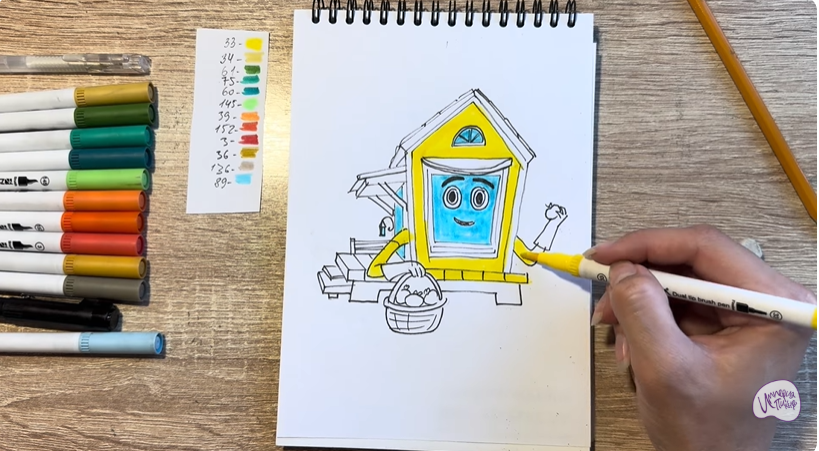Рисуем Вася из мультфильма  "Домики"